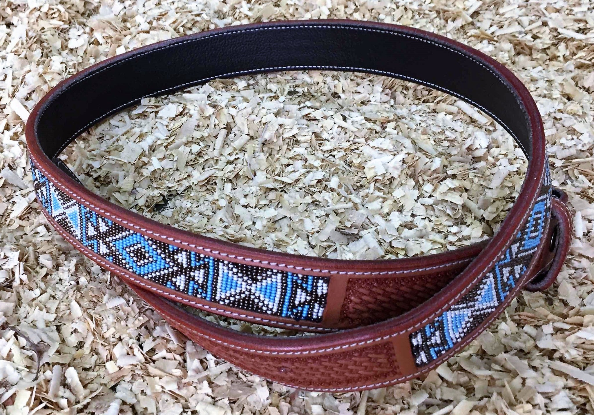 Riem leder met BEADS