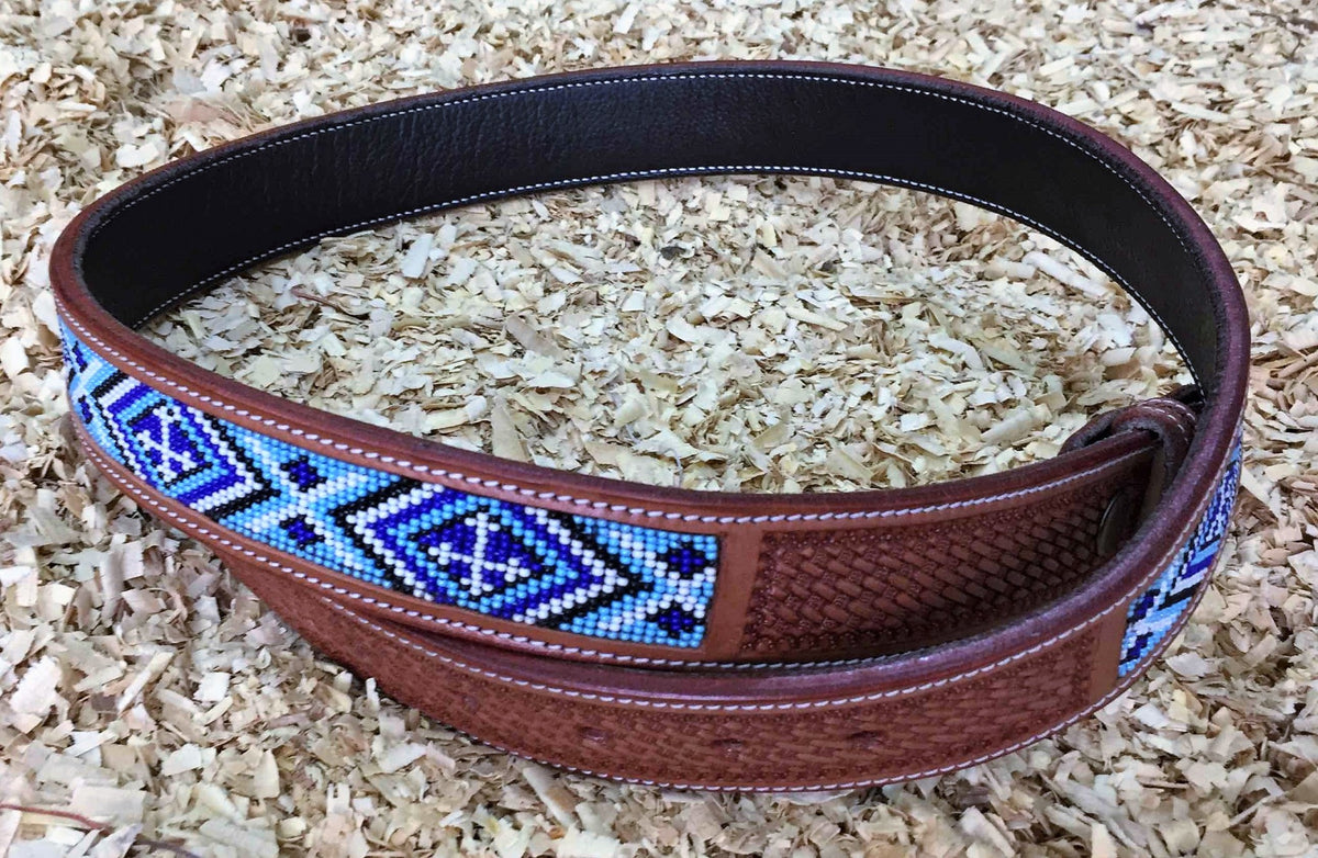 Riem leder met BEADS