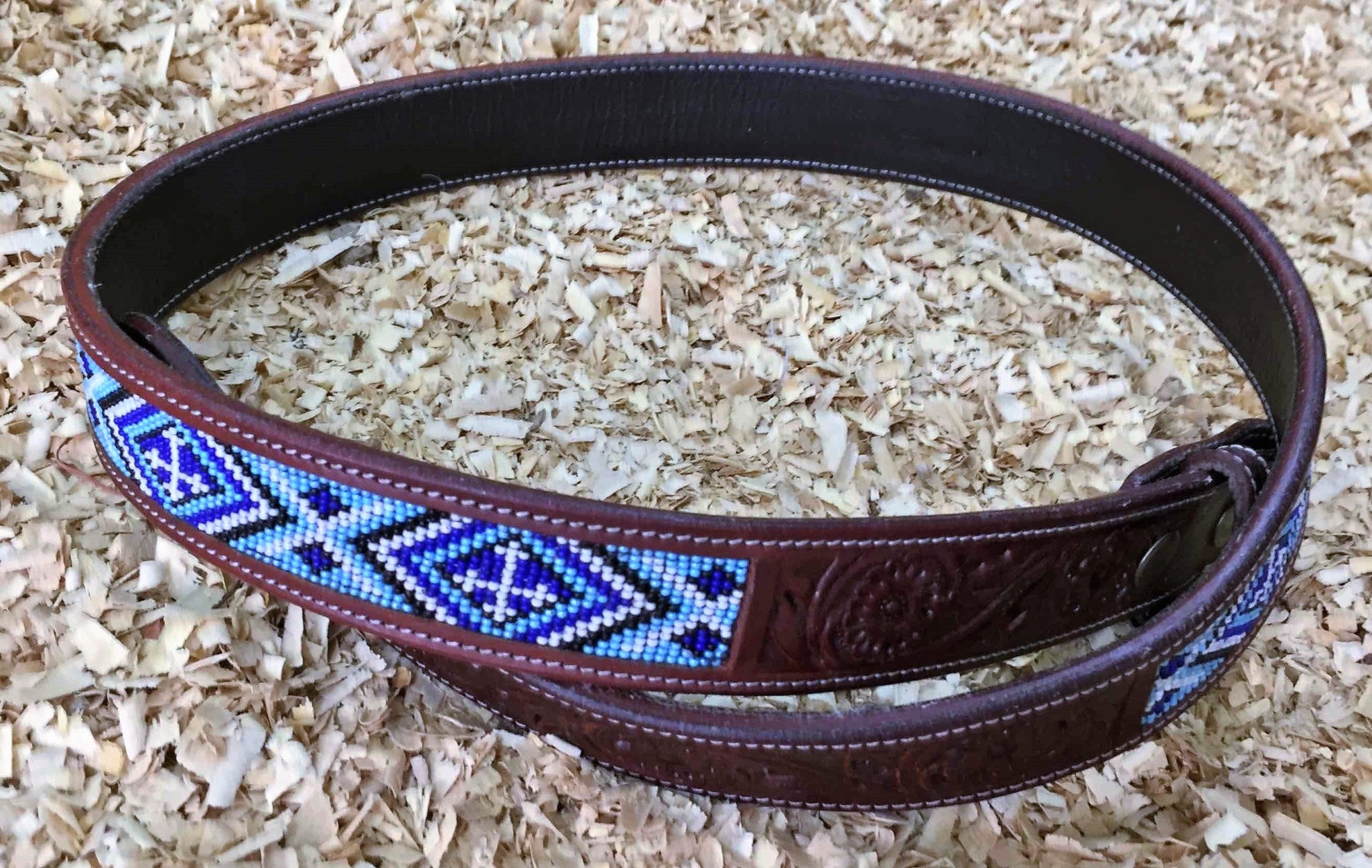 Riem leder met BEADS