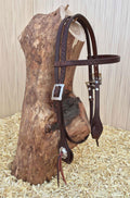 Hoofdstel met straight browband, met zilver buckles and conchos