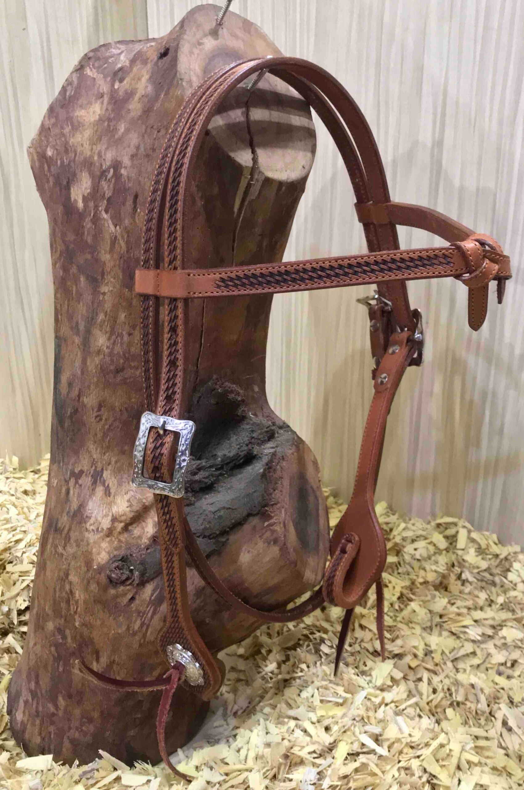 Hoofdstel met futurity browband, met zilver buckles and conchos
