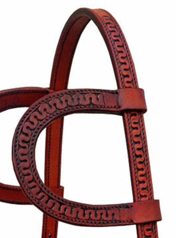Dubbel-oorhoofdstel, met zilver buckles and conchos