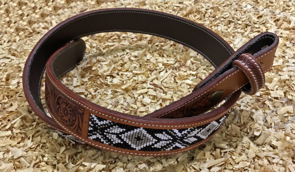 Riem leder met BEADS