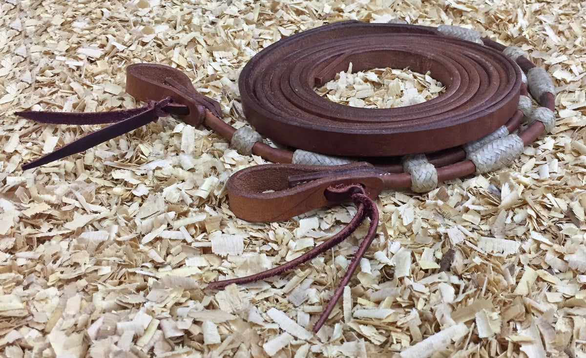 Harness leder teugels met naturel rawhide details