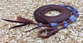 Harness leder teugels met naturel / blauw rawhide details