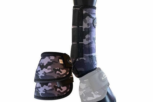 SET – AlpenPad – 2x EquiShield beenbeschermers + 2x EquiShield springschoenen – black camouflage