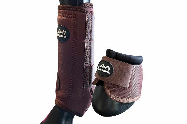 SET – AlpenPad – 2x EquiShield beenbeschermers + 2x EquiShield springschoenen – bruin