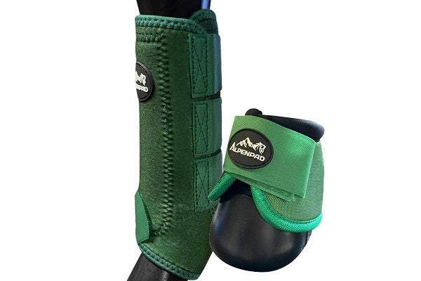 SET – AlpenPad – 2x EquiShield beenbeschermers + 2x EquiShield springschoenen – donkergroen