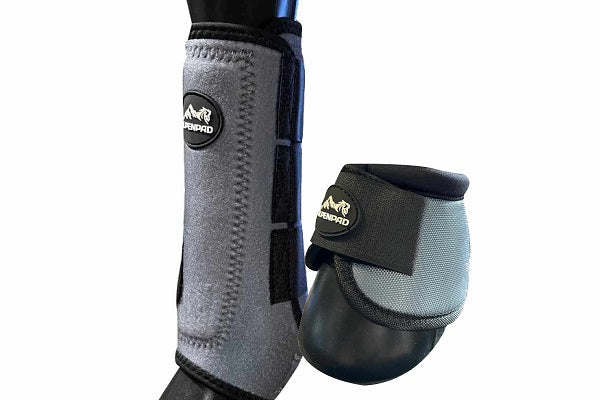 SET – AlpenPad – 2x EquiShield beenbeschermers + 2x EquiShield springschoenen – grijs
