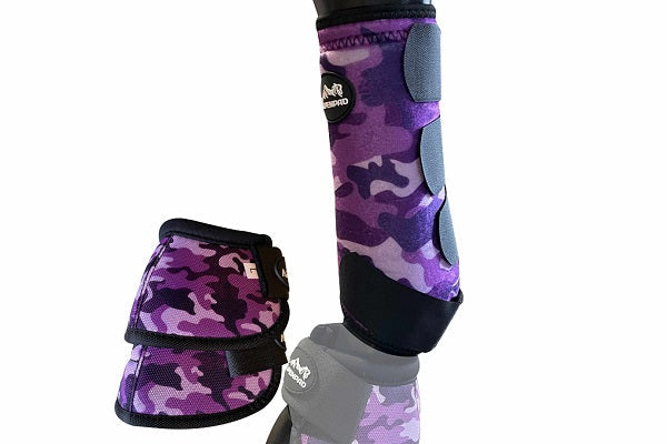 SET – AlpenPad – 2x EquiShield beenbeschermers + 2x EquiShield springschoenen – paars camouflage
