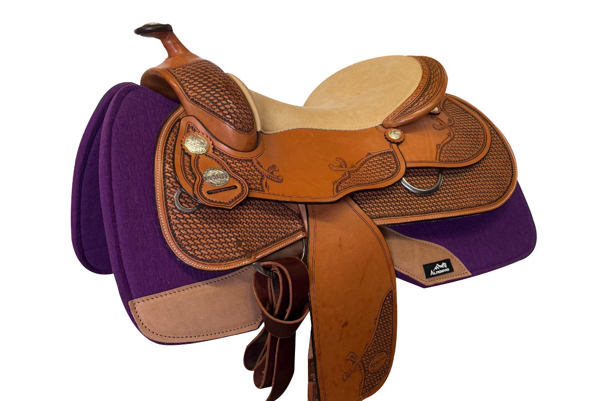 AlpenPad Pro Line Free – vrij bij de schoft – korte uitvoering 75 cm – Paars / licht leder