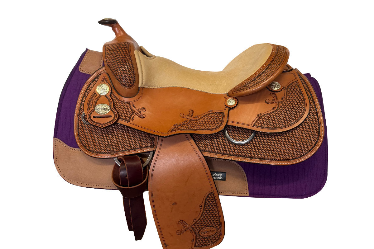AlpenPad 2.0 – High Quality vilten Western Pad – Paars met licht leder