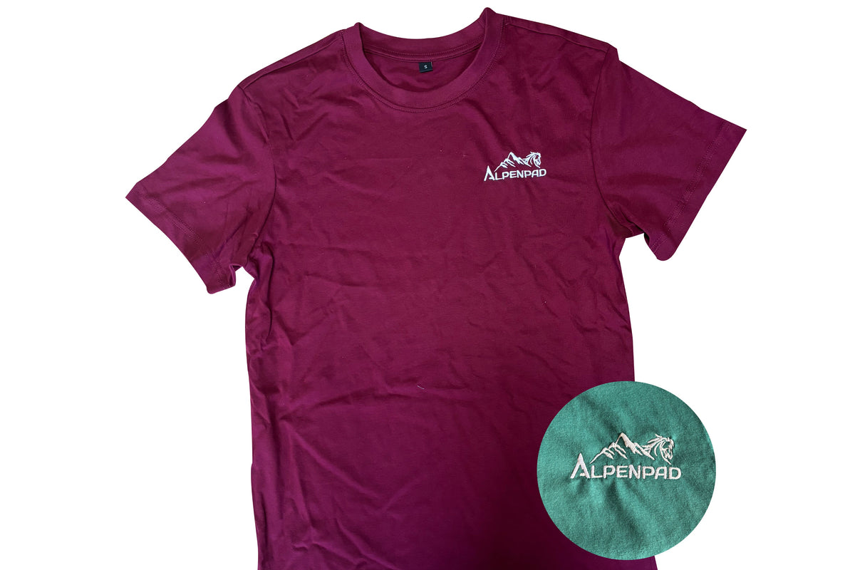 AlpenPad – Geborduurd heren katoenen shirt – zwart, donkergroen of burgundy