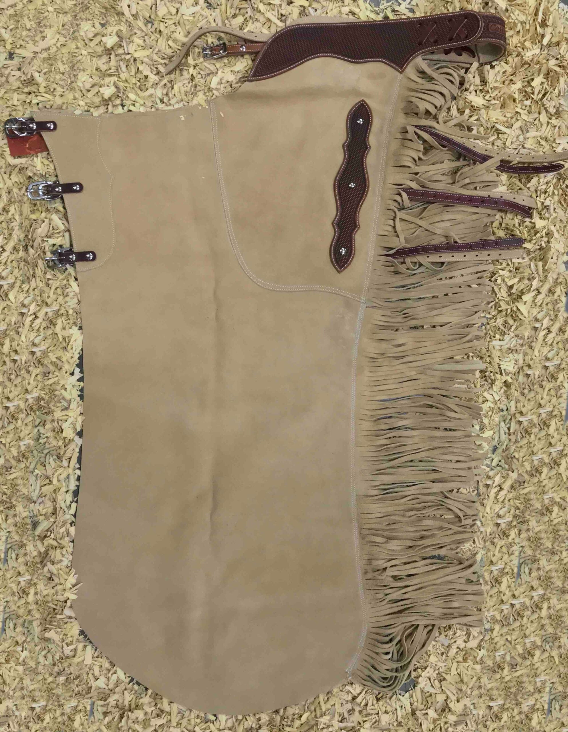 Beige suède LONG cutting chaps