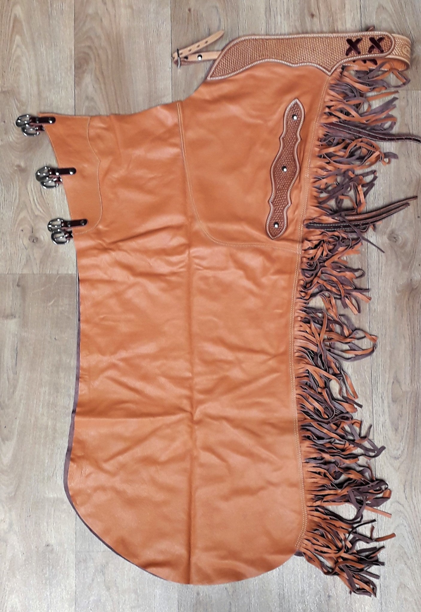 Beige SMOOTH leder LONG cutting chaps