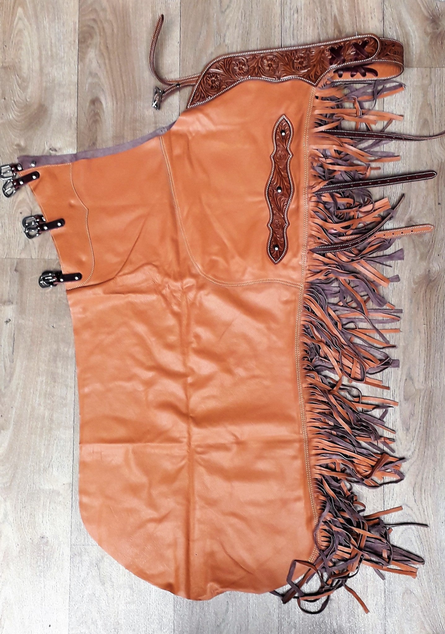 Beige SMOOTH leder LONG cutting chaps