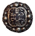 Bruin staal concho met zilver engravement
