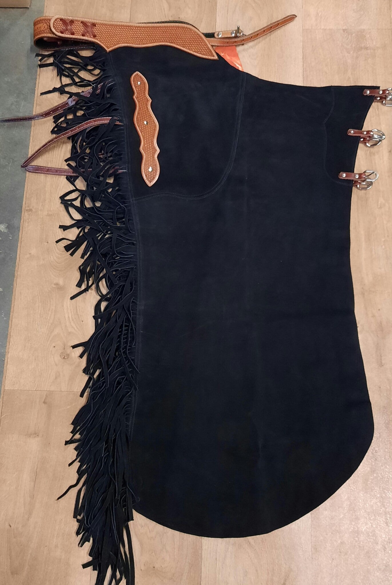 Zwart suède LONG cutting chaps