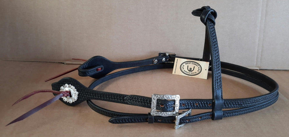 Hoofdstel met futurity browband, met zilver buckles and conchos