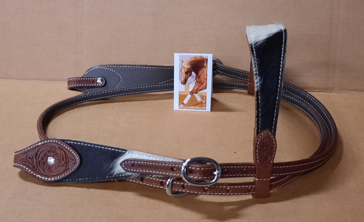 Hoofdstel met zwart-wit COWHIDE