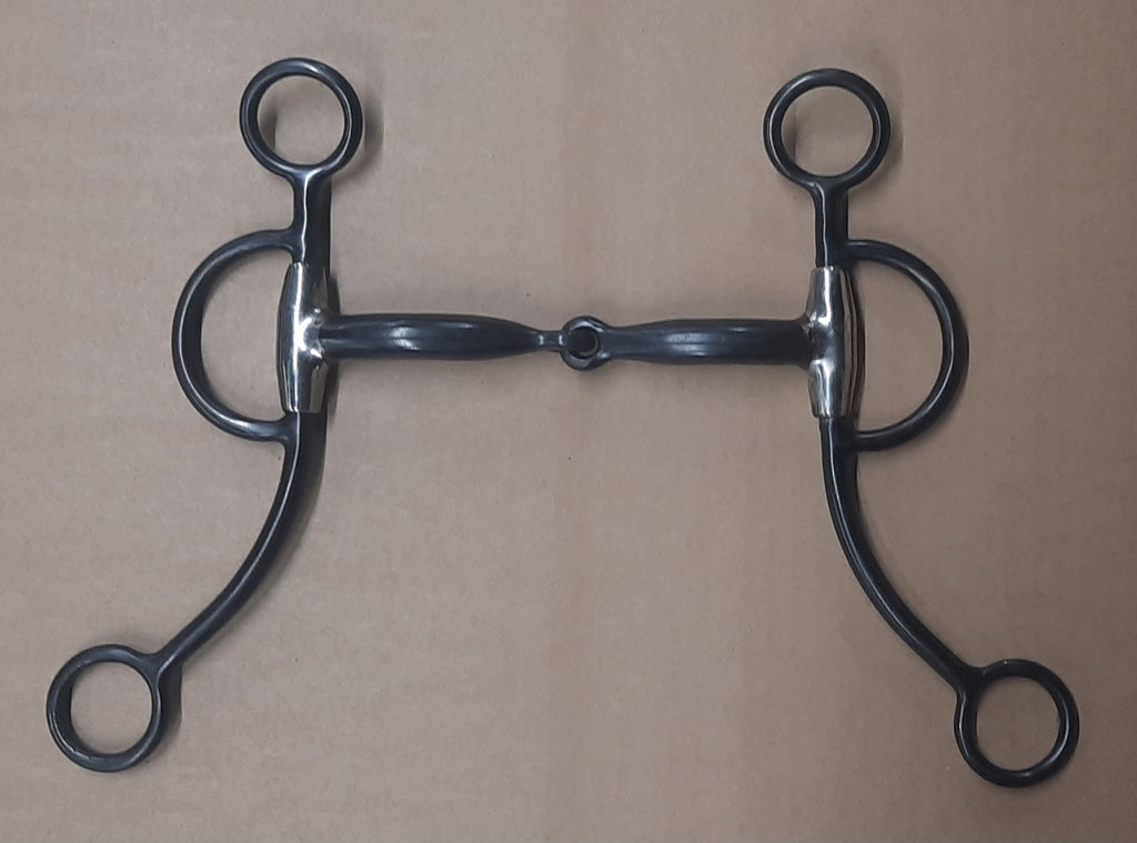 Zwart shank snaffle training bit
