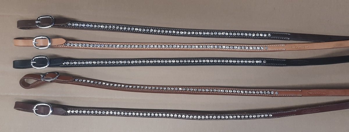 Leder teugels met RHINESTONES