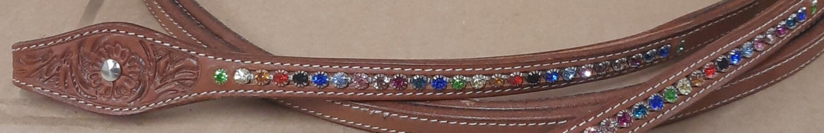 Leder teugels met RHINESTONES