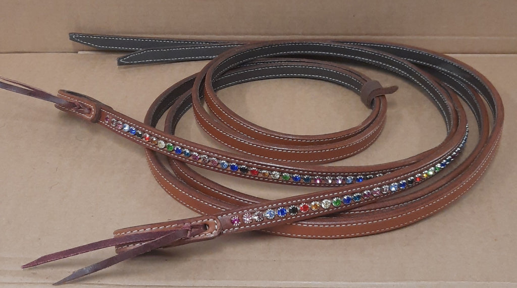 Leder teugels met RHINESTONES