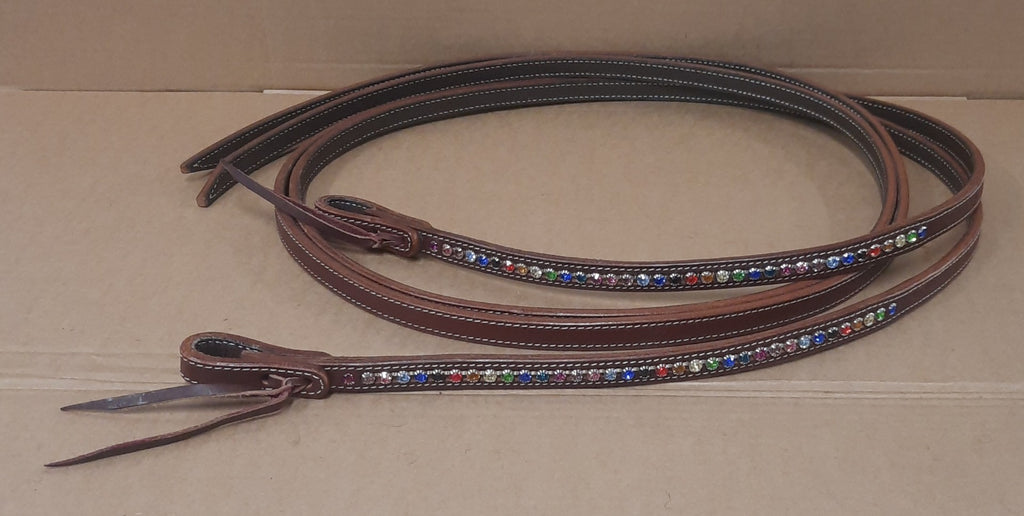 Leder teugels met RHINESTONES