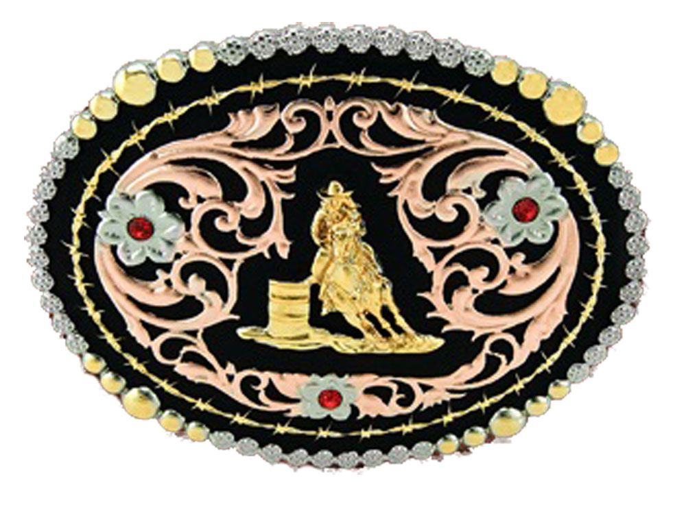 Zilver buckle met barrel racer design