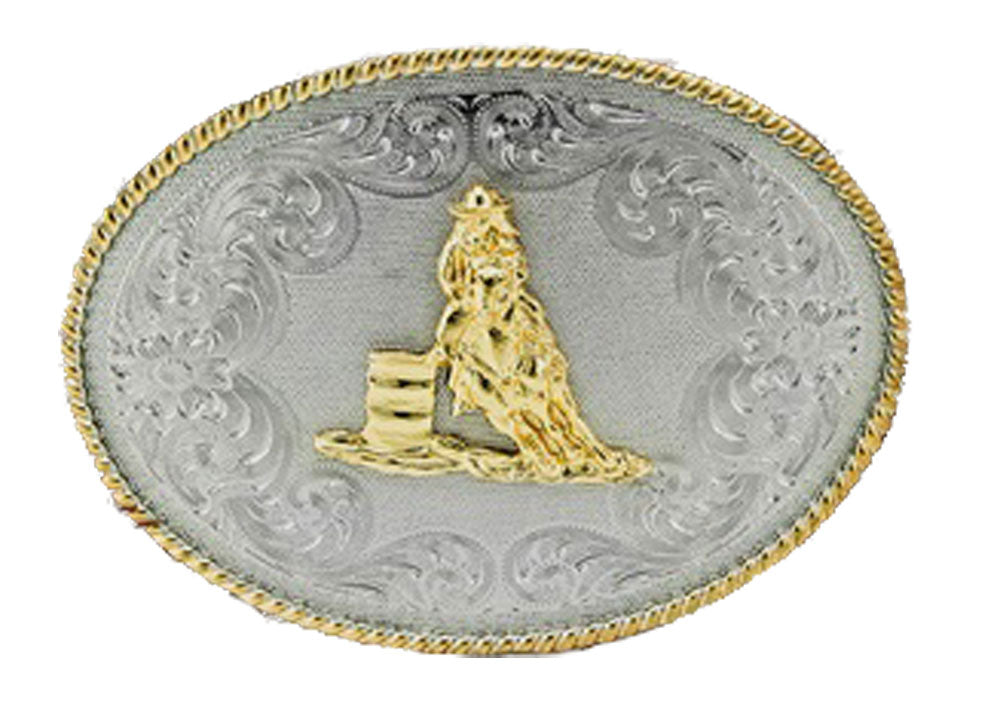 Zilver buckle met barrel racer design