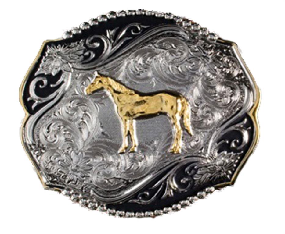 Zilver rectangular buckle met QH design