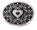 Zilver buckle oval met roze heart